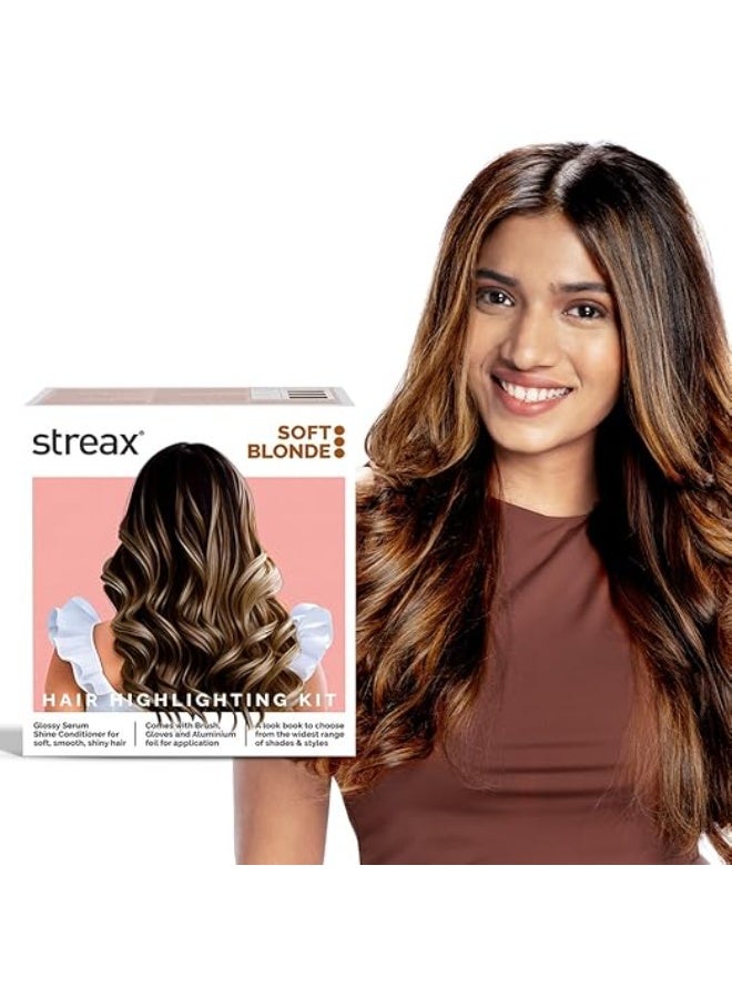 Streax Hair Colour Highlight Kit | Blonde, Soft Blonde - Pack of 1 | Enriched With Walnut & Argan Oil | For Women | Rich, Vibrant, Easy to Use, DIY Application 180g - Image 1